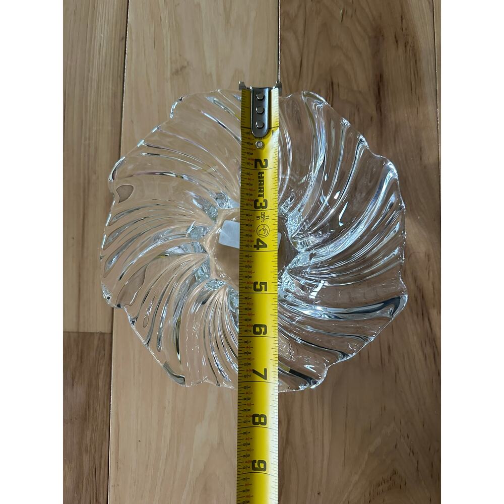 Mikasa Belle Epoque Crystal Centerpiece Bowl Candy Dish Swirl Wave 7" With Box - Picture 6 of 6